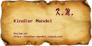 Kindler Mendel névjegykártya